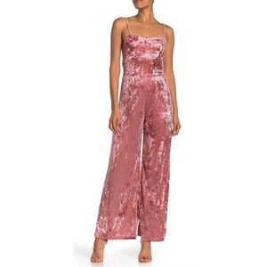 FREE PRESS - Sleeveless Soft Velvet Retro Jumpsuit - Red Rose - Size Medium
